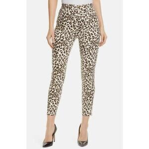 FRAME new brown tan Ali high rise cigarette skinny leg leopard print denim jeans